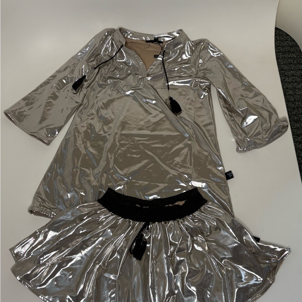 Abalulu Me&Mi 60s Silver Metallic Dress & Skirt Set | Size 6